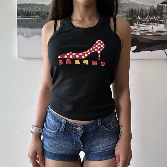 Deadstock  2000s y2k Espana Black tank top - Picture 2 of 5